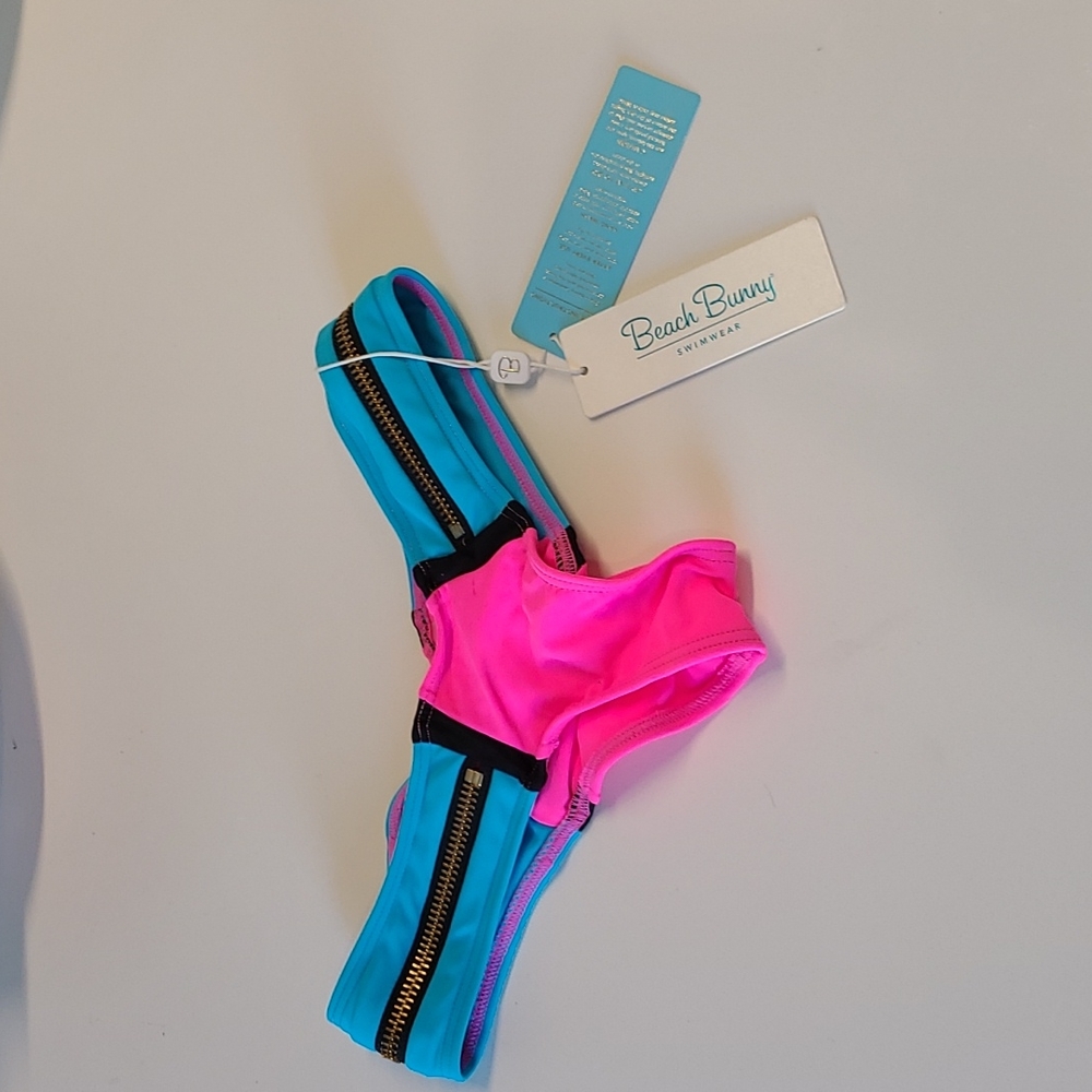 Beach Bunny  XS Skimpy Bikini Bottom Blue/Pink